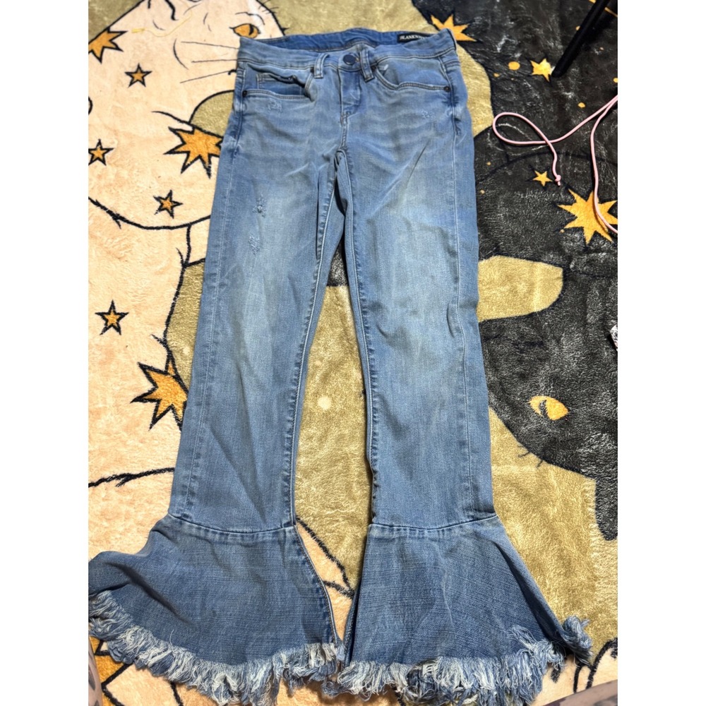 Blank NYC Women's Bell Bottom Frayed Hem Jeans Size 24 Distressed Denim